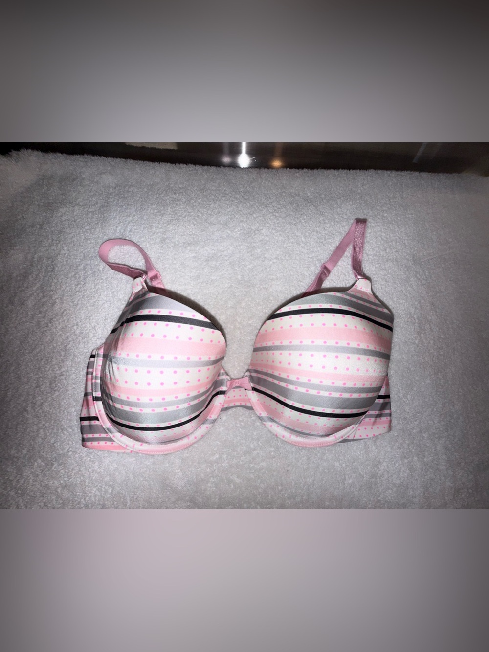 Victorias Secret Demi‎ Bra Pink Stripes Size 36D
